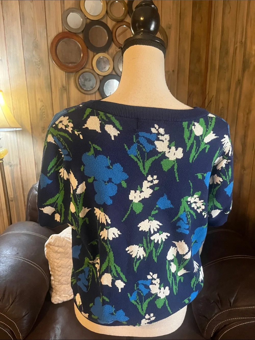 Kate Spade New York Target Navy Blue Short-Sleeve Crewneck Sweater Short Sleeve